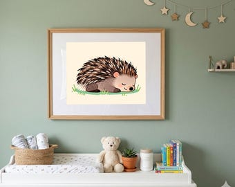 Sleepy Porcupine | Earthy Nursery Decor | Digital Download | Story Book Wall Art Printable
