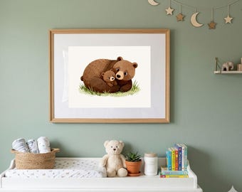 Mother's Day | Mama Bear And Cub | Decor | Digital Download | Wall Art Printable