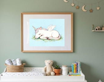Peaceful Unicorn | Magical Nursery Decor | Digital Download | Story Book Wall Art Printable