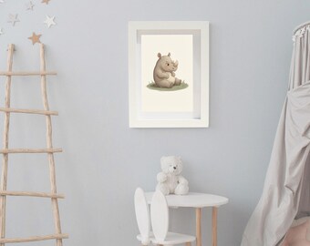 Cubby Rhino | Safari Print | Nursery Decor | Digital Download | Story Book Wall Art Printable