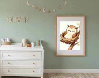 Sleepy Owl | Woodland Nursery Decor | Digital Download | Story Book Wall Art Printable