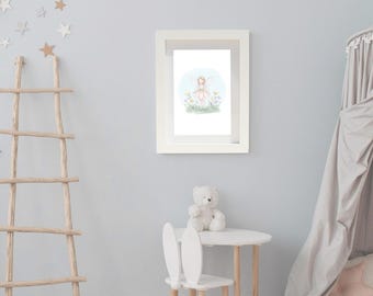 Flower Fairy| Fantasy Nursery Decor | Digital Download | Story Book Wall Art Printable
