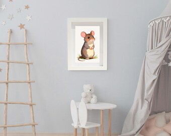 Woodland Mouse Nursery Art | Storybook Style Wall Print (Digital Download)