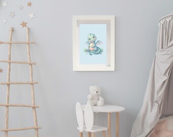 Cheery Dragon| Fantasy Nursery Decor | Digital Download | Story Book Wall Art Printable