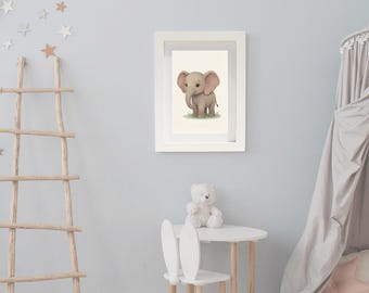 Baby Elephant | Safari Print | Nursery Decor | Digital Download | Story Book Wall Art Printable