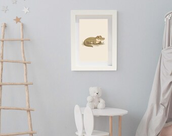 Baby Crocodile | Safari Print | Nursery Decor | Digital Download | Story Book Wall Art Printable