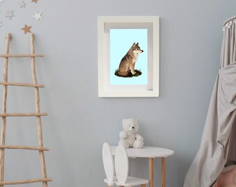 Wolf | Woodland Nursery Decor | Digital Download | Story Book Wall Art Printable