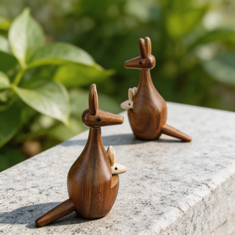 Wooden kangaroo shelf decor for nursery, reading nook, and cozy interiors