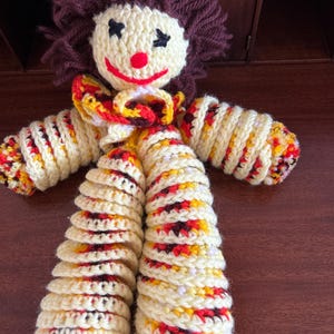 Clown doll crochet 14” vintage 1960s at VelmasVintageToys