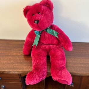 Teddy Beanie baby cranberry 1998 at VelmasVintageToys