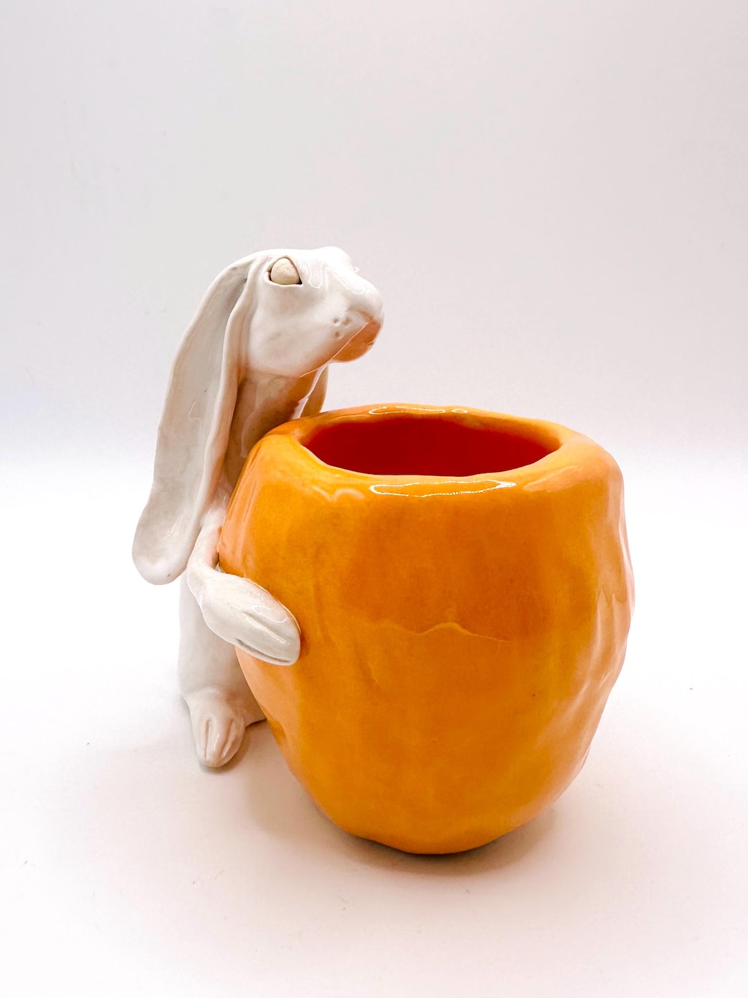 Ceramic Bunny Vase, Rabbit Planter, Pen Holder, Spice Jar, Flower Vase ...