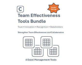 Teameffektivitäts-Werkzeugpaket | Vertrauen, Innovation, Anerkennung & Partner-Excel-Tools