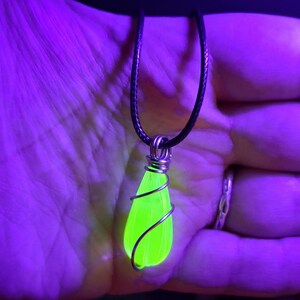 Handmade Vaseline/Uranium Glass Wire Wrapped Bead Necklace