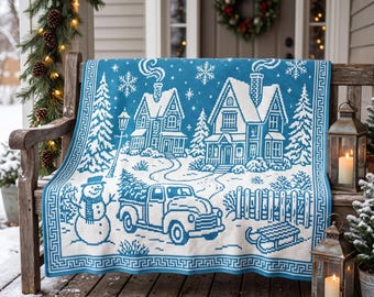 Christmas Mosaic Crochet Blanket Pattern | Overlay mosaic Snowman Throw | Xmas Blanket PDF | Winter Crochet Afghan | Festive Holiday Pattern