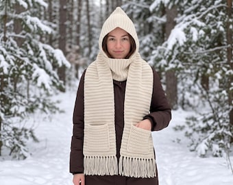 Sophie Scarf Inspired Crochet Hood Pattern, Scarf with Hood PDF, Hooded Cowl, Balaclava Hood, Winter Crochet Scarf, Easy Hooded Scarf Guide