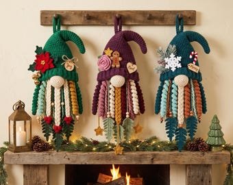 Christmas Gnome Couple Crochet Pattern PDF | Male Female Scandinavian Gnomes | Bearded & Braided Shelf Sitter | Nordic Winter Holiday Decor