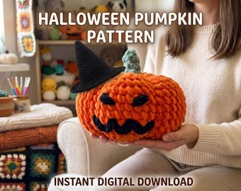 Crochet Pumpkin Pattern PDF | Cozy Fall Wheat Stitch Pumpkins | Rustic Farmhouse Halloween Decor | Harvest Pumpkin Set Instant Download
