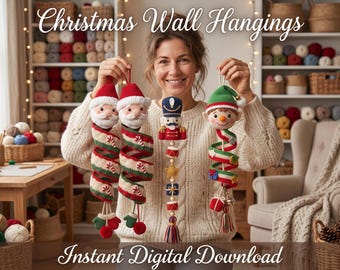 Santa Elf Nutcracker Wind Spiral Set | Christmas wall Hangings Ornament Crochet Pattern | Amigurumi Christmas Tree Decor | Hanging Decor