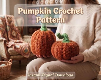 Crochet Pumpkin Pattern PDF | Easy Fall Crochet Pumpkins | Rustic Farmhouse Halloween Thanksgiving Decor | Harvest Pumpkin Set Download
