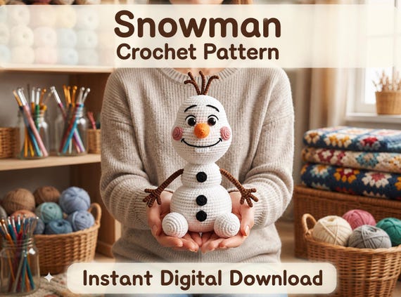 Snowman Crochet Pattern PDF | Cute Amigurumi Snowman Toy | Christmas Winter Crochet Ornament | Cozy Cartoon Snowman Instant Download PDF