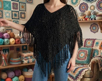 Crochet Poncho Clover Pattern PDF | Summer Lace Lightweight Poncho | Beach Cover Up Crochet Top | Easy Beginner Pattern Instant Download PDF