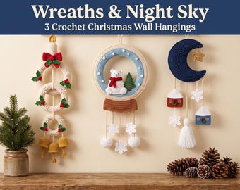 Crochet Polar Bear Night Sky Candle Wind Spinner Pattern PDF | Christmas Ornament Crochet Pattern | Amigurumi Holiday Hanging Decor PDF