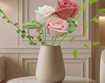 Easy Amigurumi Rose Crochet Pattern PDF | Flower Pattern, Crochet Bouquet Tutorial | Beginner Friendly Rose Amigurumi DIY Gift Christmas