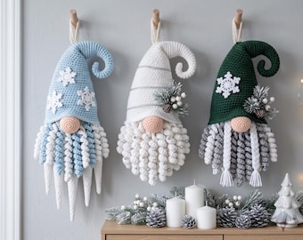 Winter Gnome Trio Crochet Pattern PDF | Santa Gnome, Candy Gnome | Amigurumi Christmas Gnome | Holiday Crochet Home Decor PDF