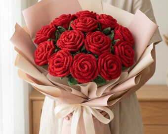 Crochet Red Rose Bouquet Pattern PDF | Easy Rose Crochet Flowers | Vintage Flower Bouquet | Amigurumi Floral Gift Tutorial