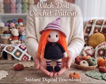 Gothic Witch Fairy Crochet Doll Pattern PDF | Amigurumi Fairy Doll | Fantasy Halloween Plush Tutorial | Spooky Crochet Instant Download