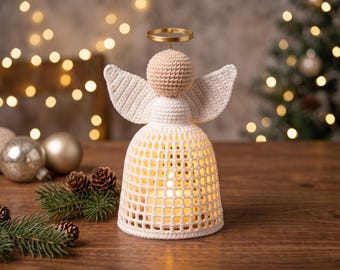 Glow Bell Angel Crochet Pattern PDF, Christmas Angel Tea Light Lantern, Xmas Ornaments PDF, Christmas Decor, Xmas Tree Decor, Crochet Decor
