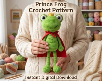 Frog Crochet Pattern PDF | Cute Green Frog Crochet Keychain, Amigurumi Frog Plush, Animal Plush Pattern, Cute Crochet Frog Amigurumi Toy