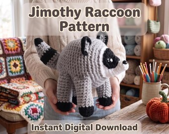 Jimothy Raccoon Crochet Pattern PDF | Woodland Amigurumi Raccoon Plush | Cute Forest Animal Crochet Toy Tutorial Instant Download