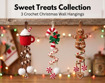 Christmas Gingerbread Candy Cane Cocoa Mug Wind Spiral Crochet Pattern | Amigurumi Xmas Tree Decor | Beaded Ornament PDF | Holiday Toy