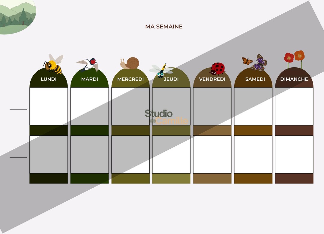 Printable Weekly Planner for Two Children - Forest Theme - Kit for ...