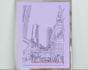 Shibuya Commuter Poster | Tokyo Train Platform Illustration (Digital Download)
