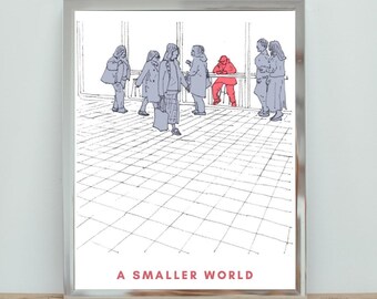 A Smaller World – Minimalist Urban Illustration Print, Modern Japanese-Inspired Digital Wall Art