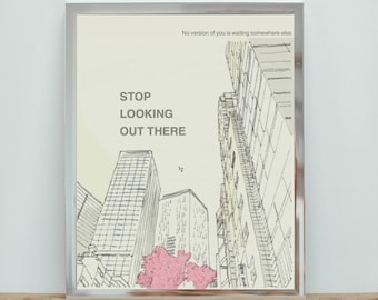 Stop Looking Out There Poster – Minimalist Shibuya Photography, Self Reflection Quote Print (Digital Download)