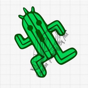 Homme cactus qui court, jeu de mots amusant dans le désert, personnage de jeu vidéo, jeux fantastiques classiques