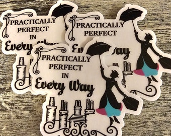 Mary Poppins 3&quot; sticker (teal/magenta)