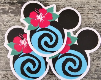Minnie Hawaiian wave 3" sticker