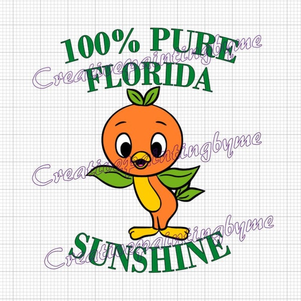 100% Pure Florida Sunshine SVG, Floridians love orange bird, oranges are amazing, Florida natural sun, fresh squeezed design for the family
