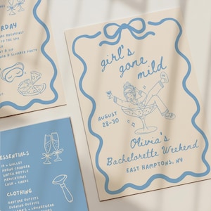 Girls Gone Mild Bachelorette Invitation Bundle | Girls Trip Itinerary, Packing Checklist (Instant Download)