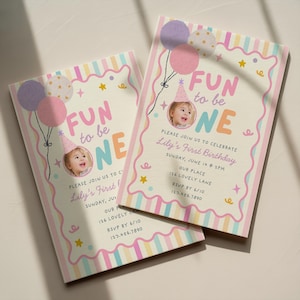 Fun to Be One Birthday Invitation – Editable Photo Invite (Digital Download)