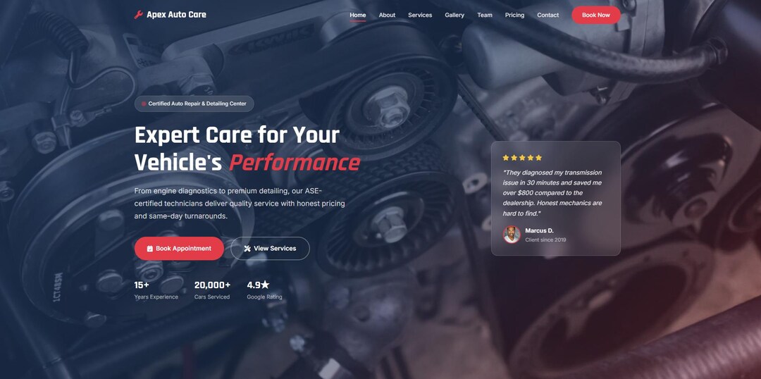 Auto Repair Website Template | Mechanic Shop HTML | Small Business Web ...