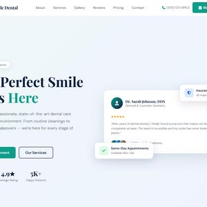 Dental Clinic Website Template HTML CSS | Responsive Single File | Small Business | Local Business