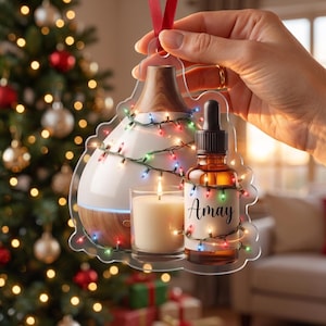 Personalized Aromatherapy Christmas Ornament, Acrylic Diffuser Wellness Gift