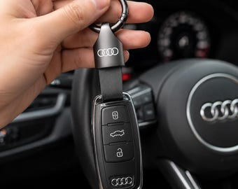 Llavero Audi personalizado de cuero, soporte para llaves, accesorio de lujo para coche, regalo para propietario de Audi