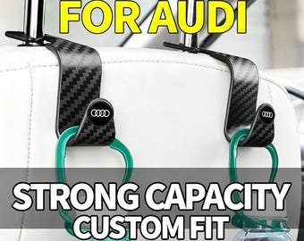 Audi Carbon Fiber Headrest Hook Car Seat Back Hanger Auto Interior Storage Hook For Bag Purse Coat