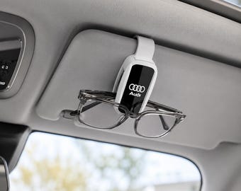 Soporte para gafas de sol Audi, clip para visera de coche, accesorio interior para gafas, regalo para el conductor.